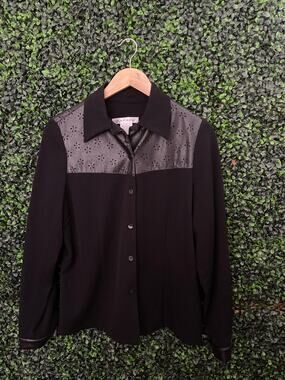 Rafael Black Blazer Faux Leather Trim, Women’s Size 10